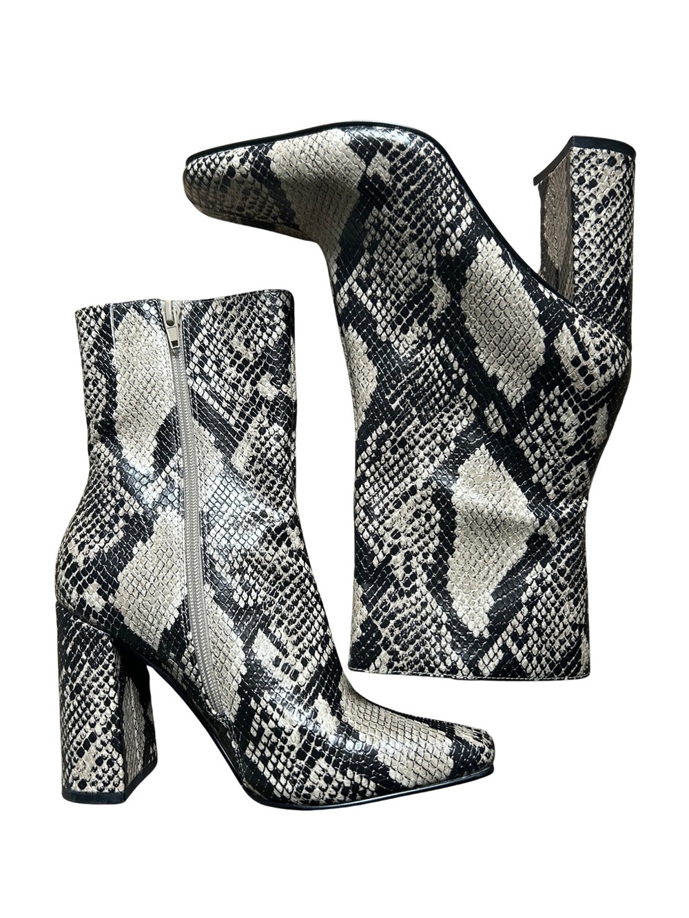 Steve Madden Women’s Snake-Print Block Heel Ankle Boots